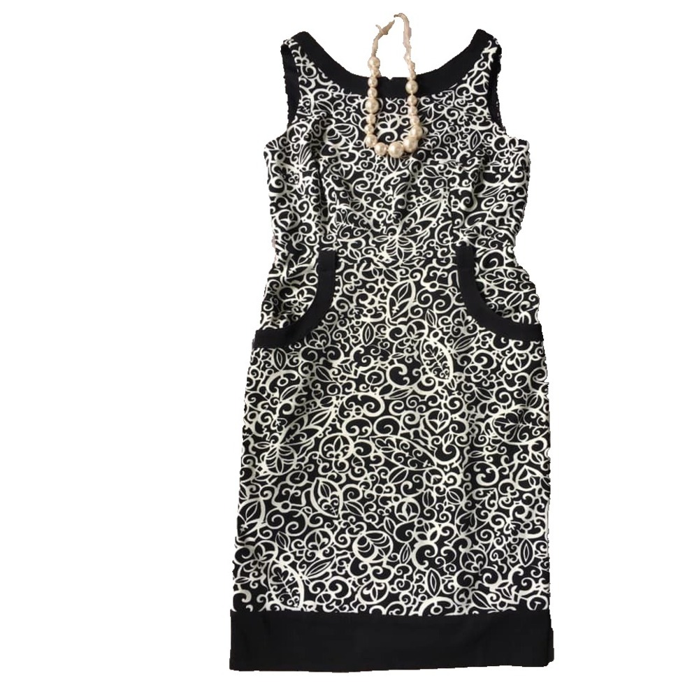 London Times Sleeveless Pencil Sheath Dress Women 8 M Office Career Black Shift